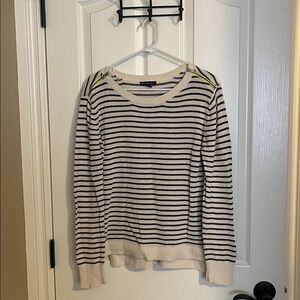American Eagle Outfitters Cream and Black Striped Sweater